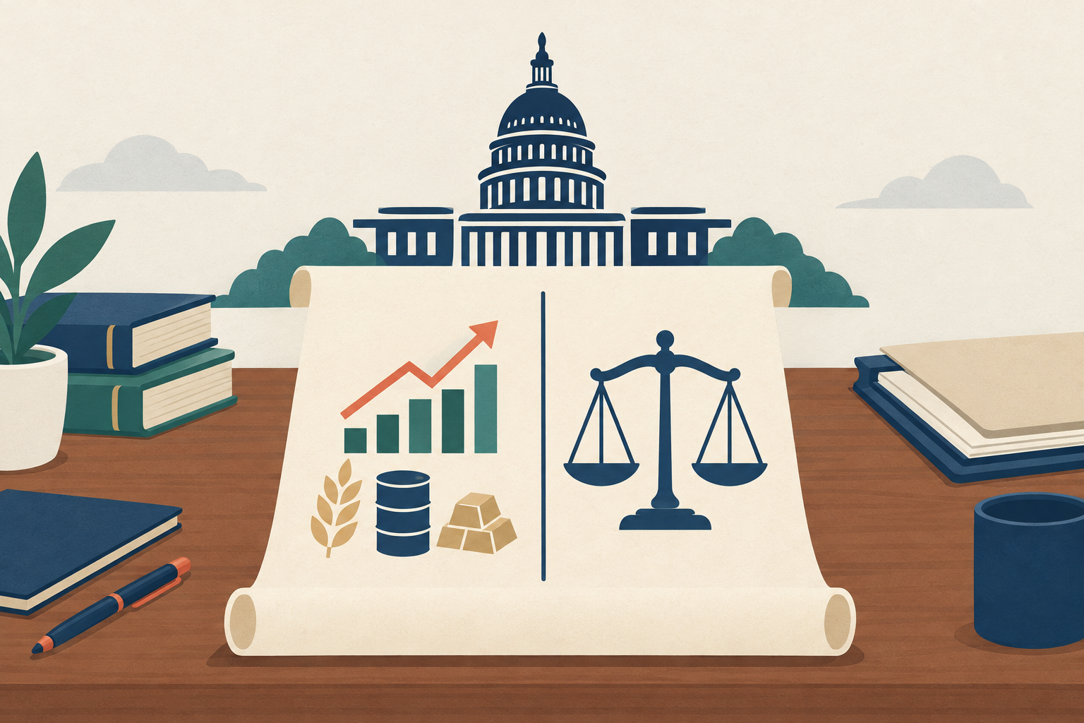 A legislative document split by a dividing line with the CFTC and SEC symbols on opposite sides, representing the Digital Asset Market Clarity Act dividing crypto oversight